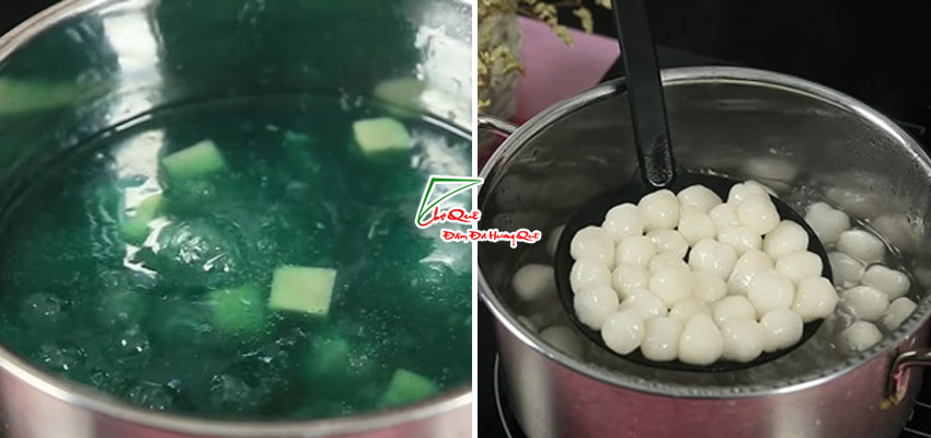 Th&ecirc;m nước bột năng v&agrave; luộc tr&acirc;n ch&acirc;u
